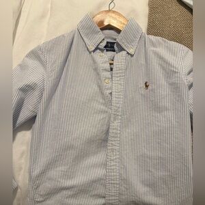 Ralph Lauren Women’s Light Blue Pinstripe Shirt - XS